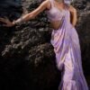 Lavender Floral Printed Saree - Image 3