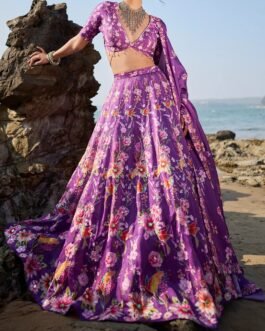 Purple Floral Printed Lehenga