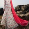 Off White Floral Printed Anarkali