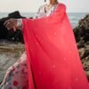 Off White Floral Printed Anarkali - Image 3