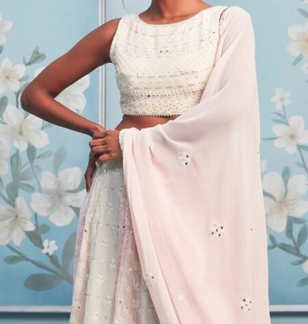Soft Pastel Multicolor Thread Embroidered Lehenga - Image 2