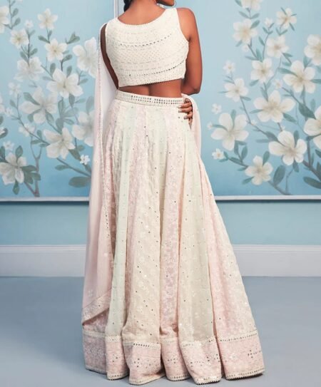 Soft Pastel Multicolor Thread Embroidered Lehenga - Image 3