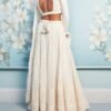 Off White Thread Embroidered Lehenga - Image 3
