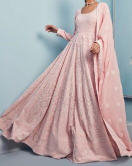 Blush Pink Thread Embroidered Anarkali