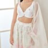 Off White and Pink Floral Printed Lehenga - Image 2