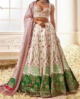 White Multicolor Floral Printed Lehenga