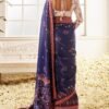 Blue Embroidered Brocade Saree - Image 4