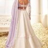 White and Lavender Floral Printed Lehenga - Image 5