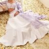 White and Lavender Floral Printed Lehenga - Image 3