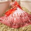 Orange and White Floral Printed Lehenga - Image 2
