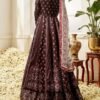 Deep Purple Multicolor Floral Printed Anarkali - Image 3
