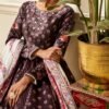 Deep Purple Multicolor Floral Printed Anarkali - Image 2