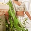 White and Green Floral Printed Lehenga - Image 2