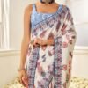 White Multicolor Floral Printed Saree