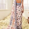 White Multicolor Floral Printed Saree - Image 3