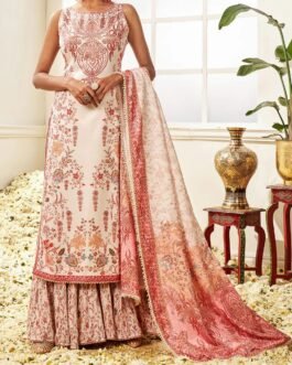 Cream Multicolor Floral Printed Sharara Suit