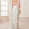 Peach and Off White Satin Georgette Saree - Image 4