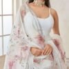 White and Gold Hand Embroidered Straight Suit - Image 3