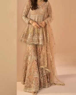 Soft Blush Embroidered Straight Suit