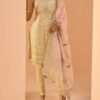 Light Yellow Embroidered Straight Suit - Image 4