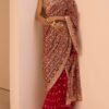 Red Embroidered Gharara Saree
