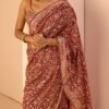 Red Embroidered Gharara Saree - Image 3
