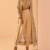 Golden Beige Embroidered Crop Jacket Set