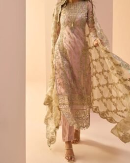 Dusty Pink Embroidered Straight Suit