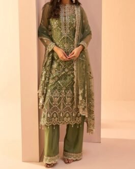 Dusty Green Embroidered Palazzo Suit