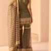 Dark Grey Embroidered Gharara Suit - Image 4