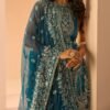 Dark Teal Embroidered Straight Suit - Image 2