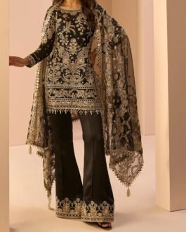 Black Embroidered Pant Suit