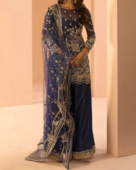 Blue Embroidered Sharara Suit