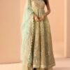 Green and Light Blue Embroidered Anarkali Style Sharara