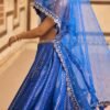 Blue Embroidered Brocade Lehenga - Image 3