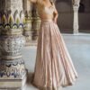 Nude and Gold Embroidered Lehenga - Image 4