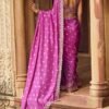 Purple Embroidered Brocade Saree - Image 4