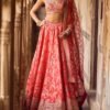 Orange Embroidered Brocade Lehenga