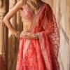 Orange Embroidered Brocade Lehenga - Image 2