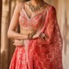 Orange Embroidered Brocade Lehenga - Image 3