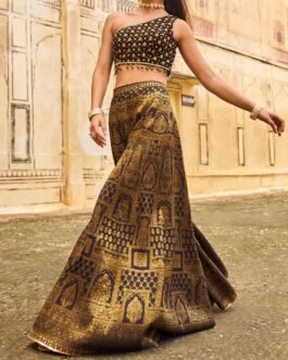 Black and Gold Embroidered Pant Set