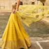 Yellow Embroidered Brocade Lehenga - Image 3