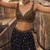 Black and Gold Embroidered Lehenga - Image 2