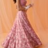 Dusty Pink White Floral Printed Lehenga - Image 3