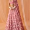 Dusty Pink White Floral Printed Lehenga