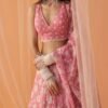 Dusty Pink White Floral Printed Lehenga - Image 2
