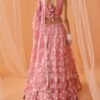 Dusty Pink White Floral Printed Lehenga - Image 4