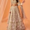Light Olive White Floral Printed Lehenga