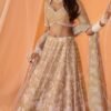 Light Olive White Floral Printed Lehenga - Image 3