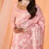 Peach White Floral Printed Saree - Image 3